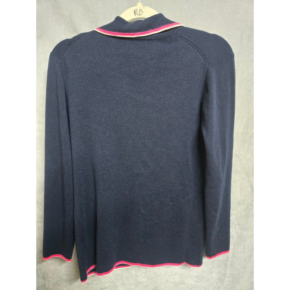 J.Crew Sophie Open Front Blazer Sweater Navy Blue Pink Tipped XS Cardigan Jacket - Picture 4 of 5